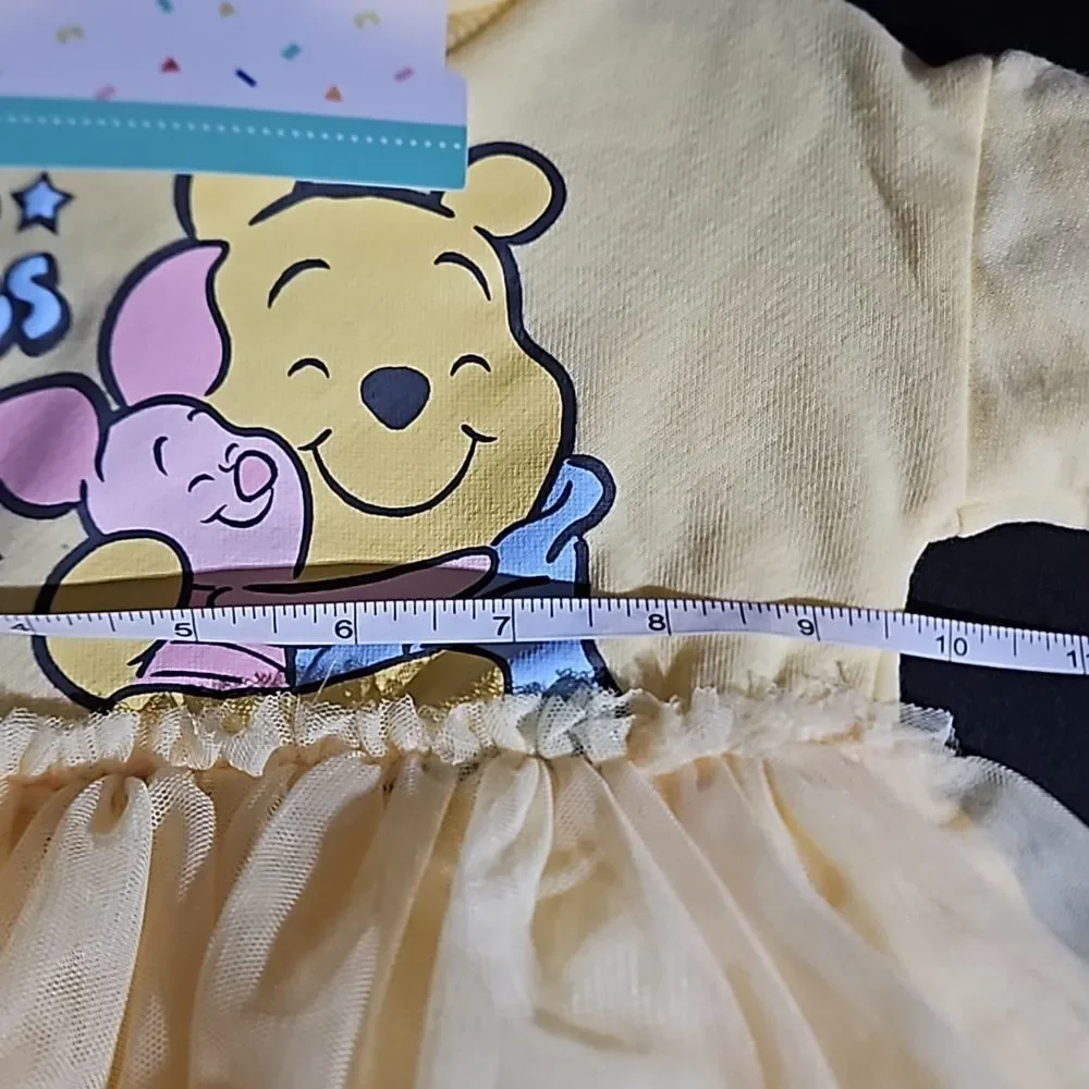 Disney Winnie the Pooh 3 pc set Yellow Dress, Hair Bow & Diaper Cover NWT